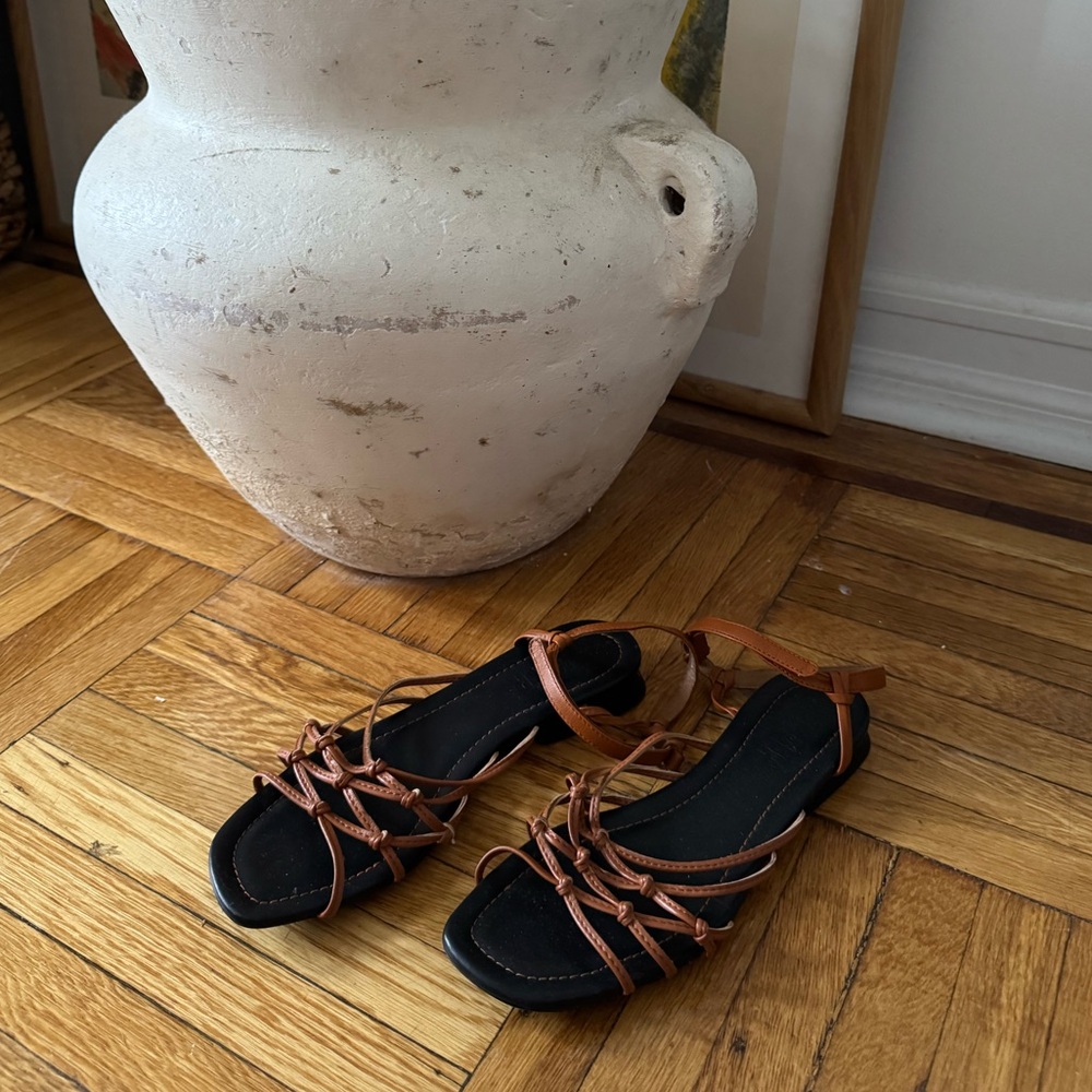 Camper Brown Leather Strappy Sandals